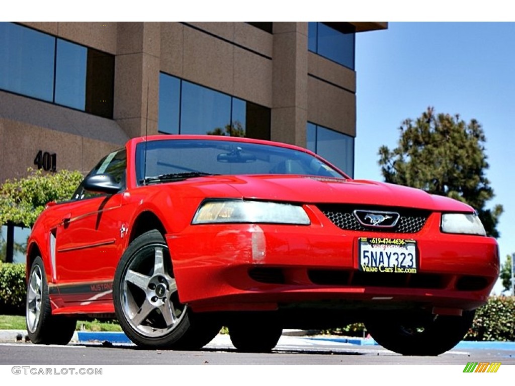 2002 Mustang V6 Convertible - Torch Red / Medium Graphite photo #1