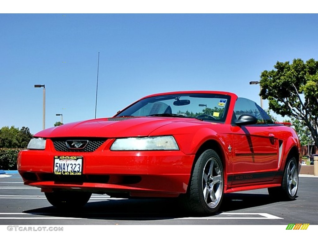 2002 Mustang V6 Convertible - Torch Red / Medium Graphite photo #9