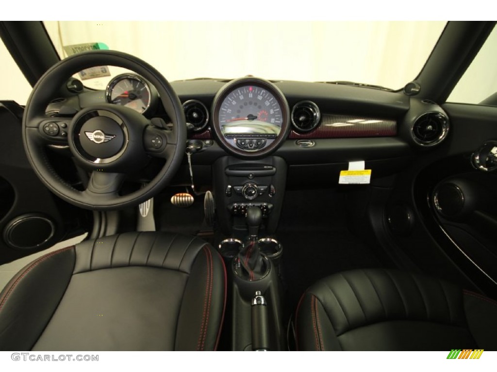 2012 Mini Cooper S Clubman Hampton Package Black Lounge Leather/Damson Red Piping Dashboard Photo #66966502