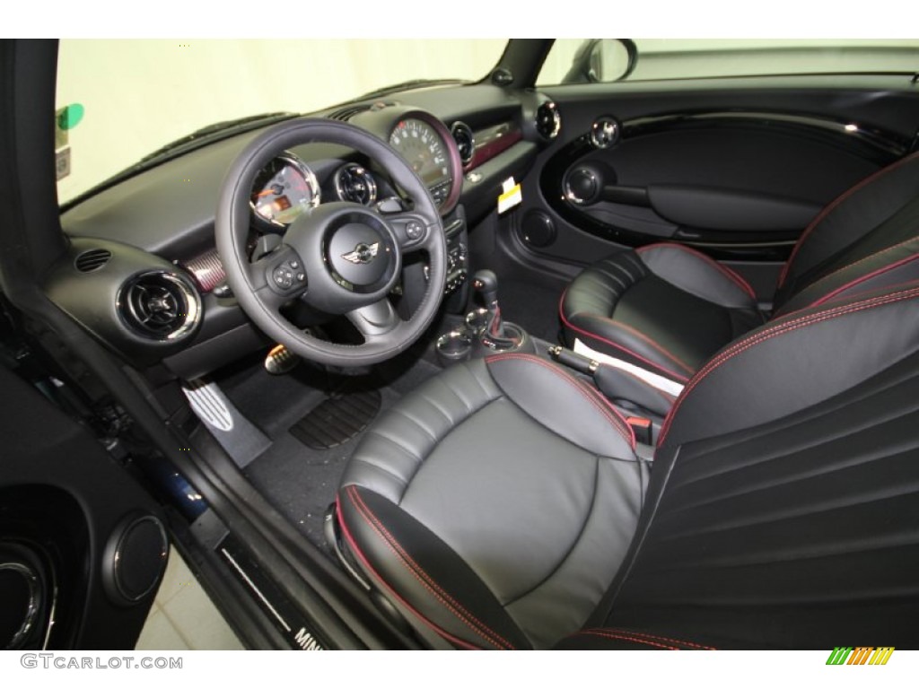 2012 Mini Cooper S Clubman Hampton Package Black Lounge Leather/Damson Red Piping Dashboard Photo #66966583
