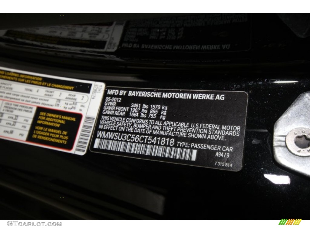 2012 Cooper Color Code A94 for Midnight Black Metallic Photo #66968456