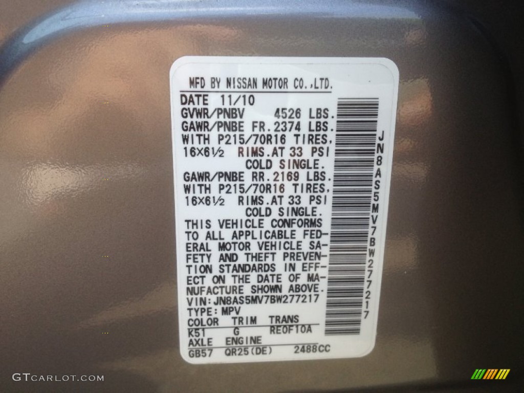 2011 Rogue S AWD - Platinum Graphite / Black photo #27