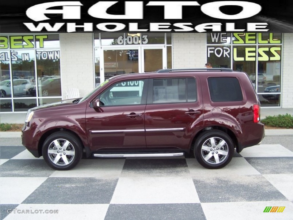 2012 Pilot Touring 4WD - Dark Cherry Pearl II / Beige photo #1