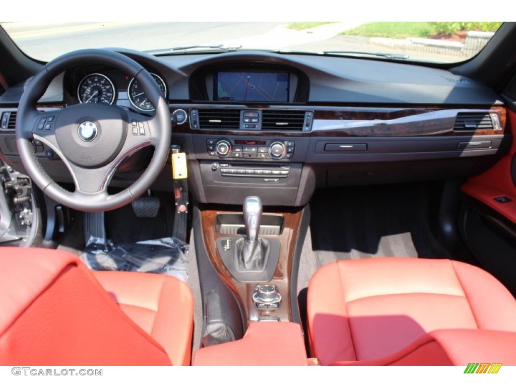 2012 BMW 3 Series 328i Convertible Coral Red/Black Dashboard Photo #66975325