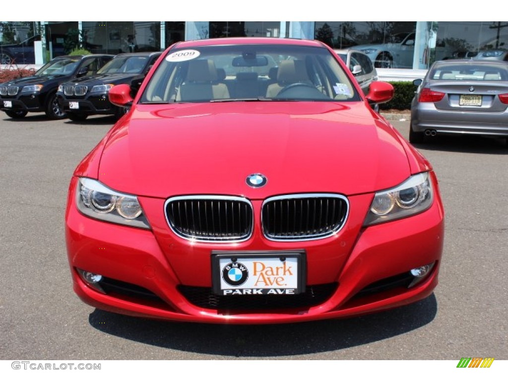 2009 3 Series 328i Sedan - Crimson Red / Beige photo #2