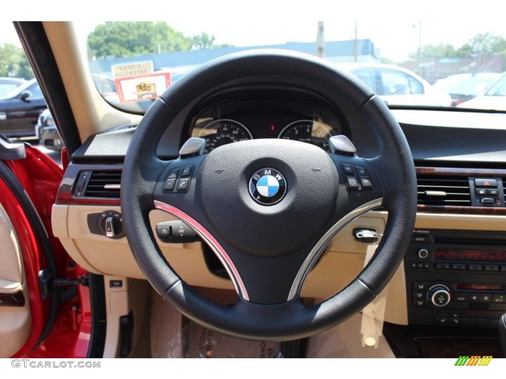 2009 BMW 3 Series 328i Sedan Beige Steering Wheel Photo #66977134