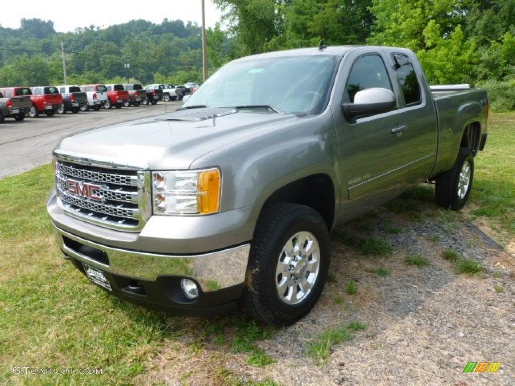 Steel Gray Metallic 2012 GMC Sierra 2500HD SLT Extended Cab 4x4 Exterior Photo #66980884