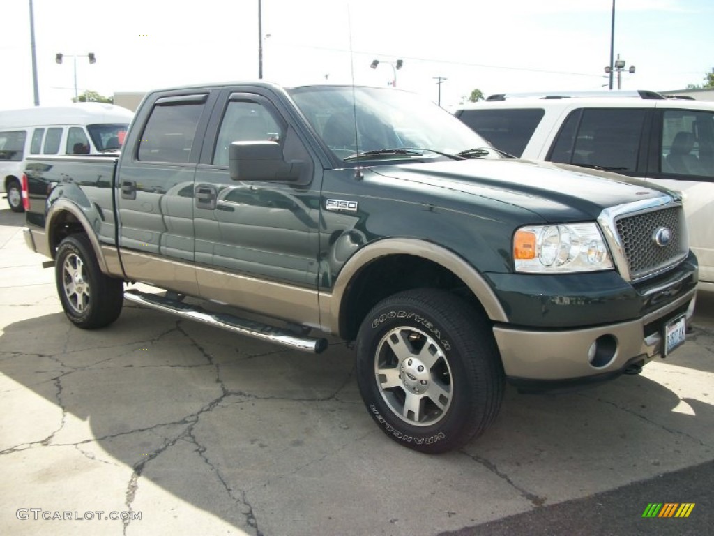 2006 F150 Lariat SuperCrew 4x4 - Aspen Green Metallic / Tan photo #1