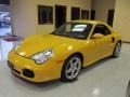 2004 Speed Yellow Porsche 911 Turbo Cabriolet  photo #3