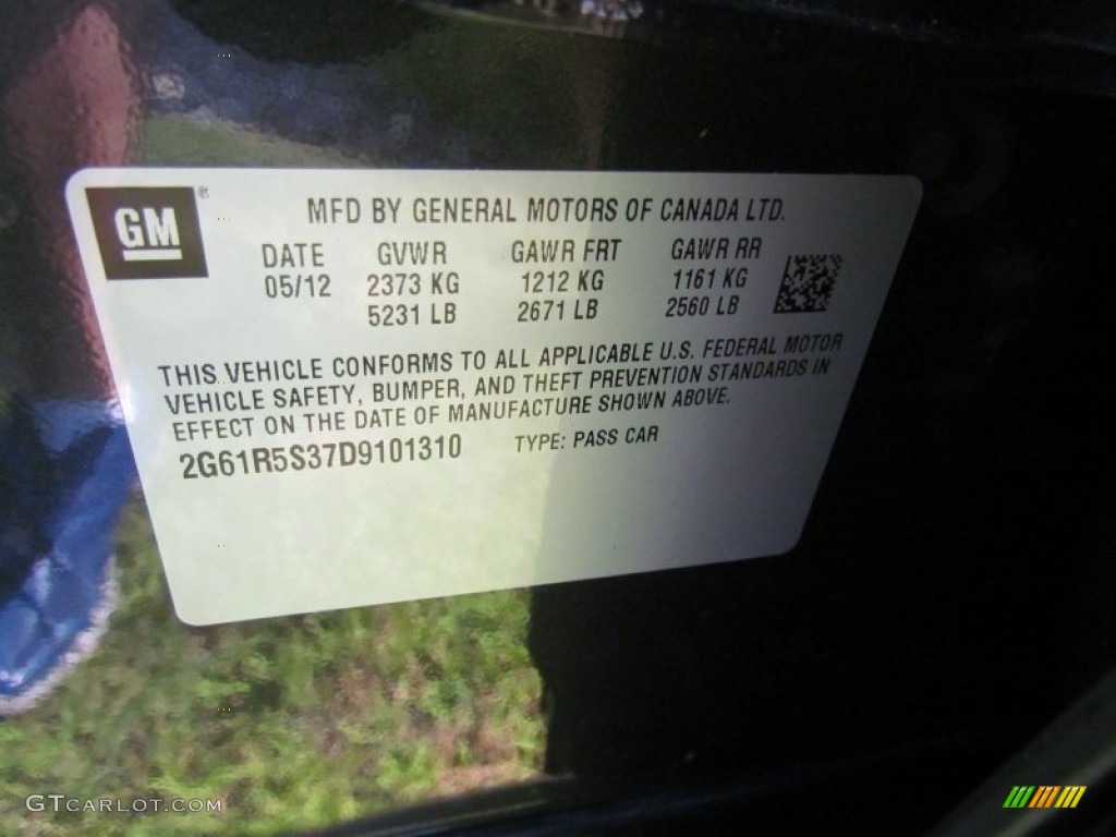 2013 Cadillac XTS Luxury AWD Info Tag Photo #66982423
