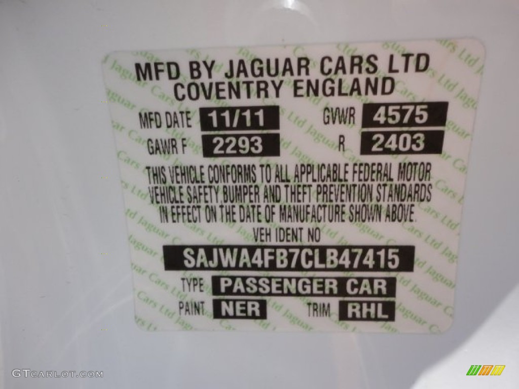 NER 2012 Jaguar XK XK Coupe Parts