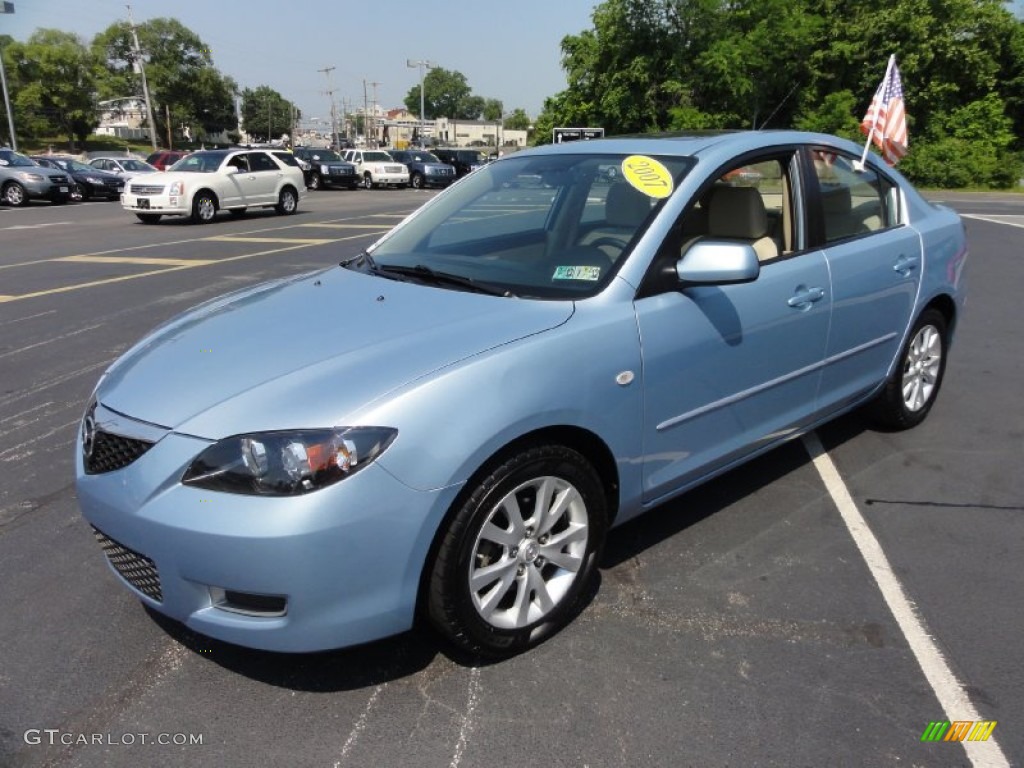 2007 MAZDA3 i Sport Sedan - Ice Blue Metallic / Beige photo #2