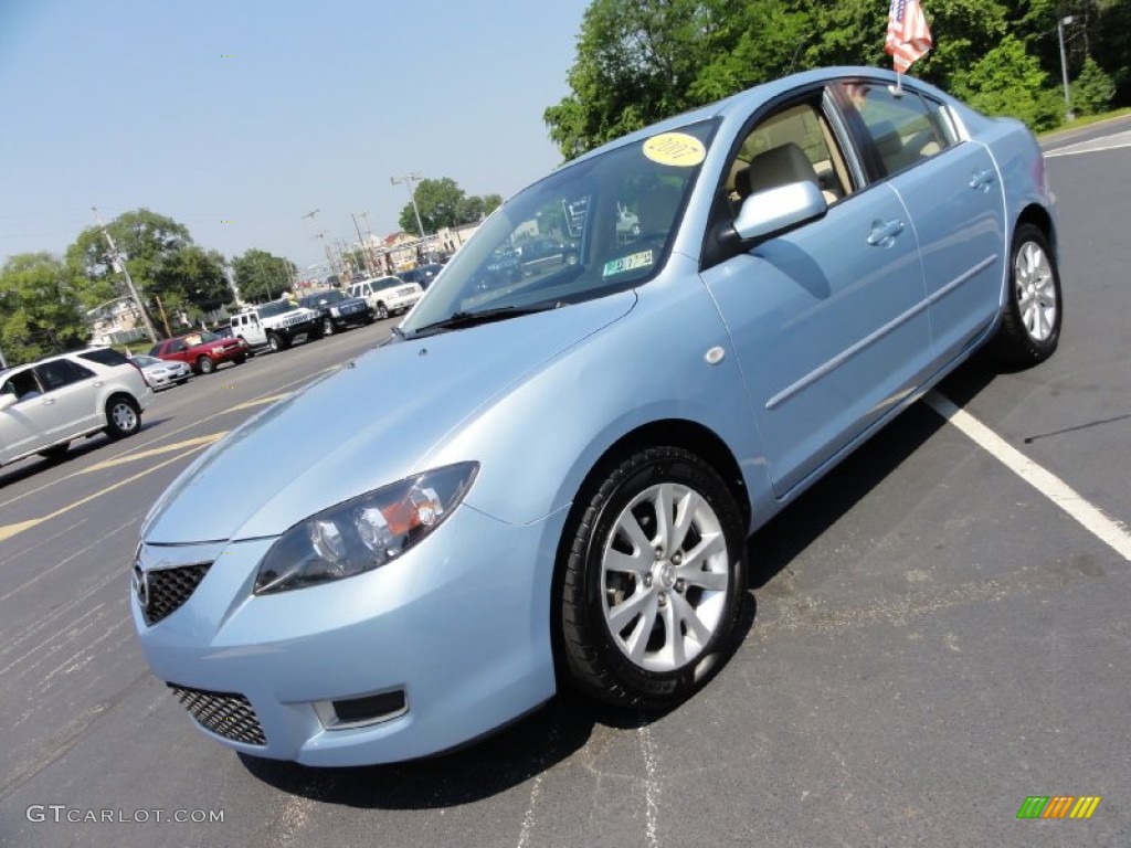 2007 MAZDA3 i Sport Sedan - Ice Blue Metallic / Beige photo #3