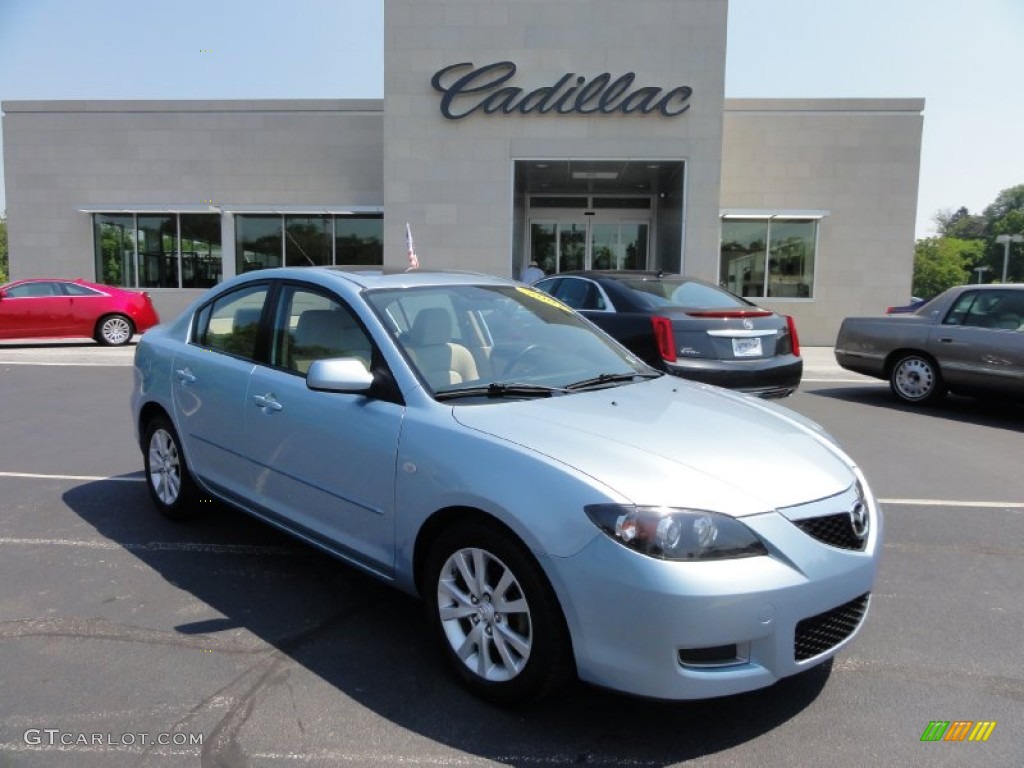 2007 MAZDA3 i Sport Sedan - Ice Blue Metallic / Beige photo #5