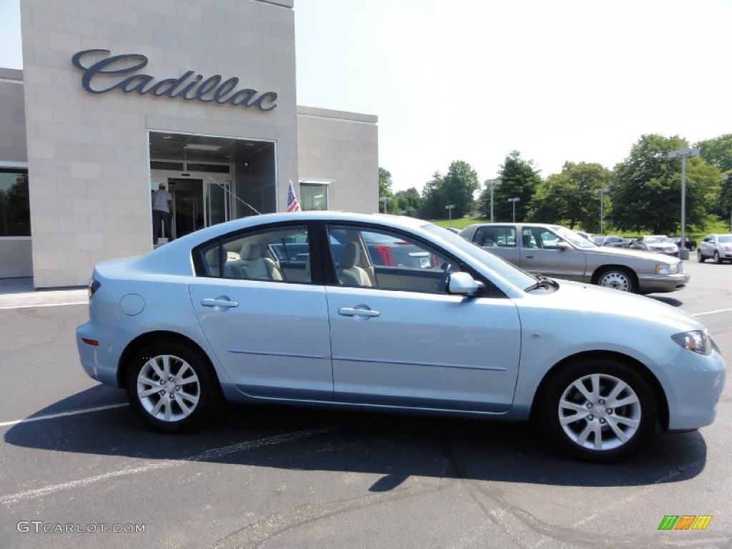 2007 MAZDA3 i Sport Sedan - Ice Blue Metallic / Beige photo #8