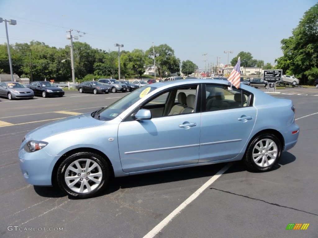 2007 MAZDA3 i Sport Sedan - Ice Blue Metallic / Beige photo #12