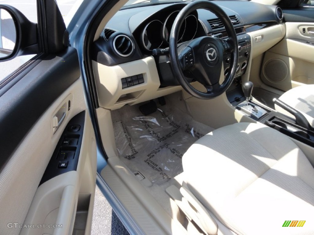 2007 MAZDA3 i Sport Sedan - Ice Blue Metallic / Beige photo #14