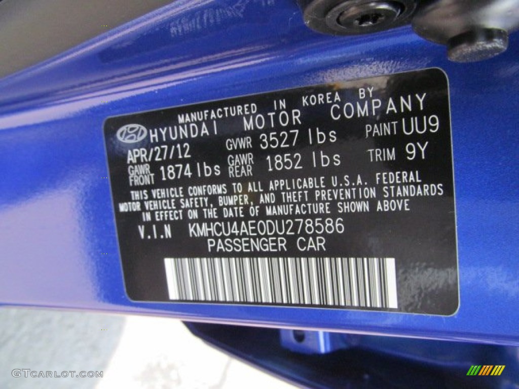 2013 Accent Color Code UU9 for Marathon Blue Photo #66998452