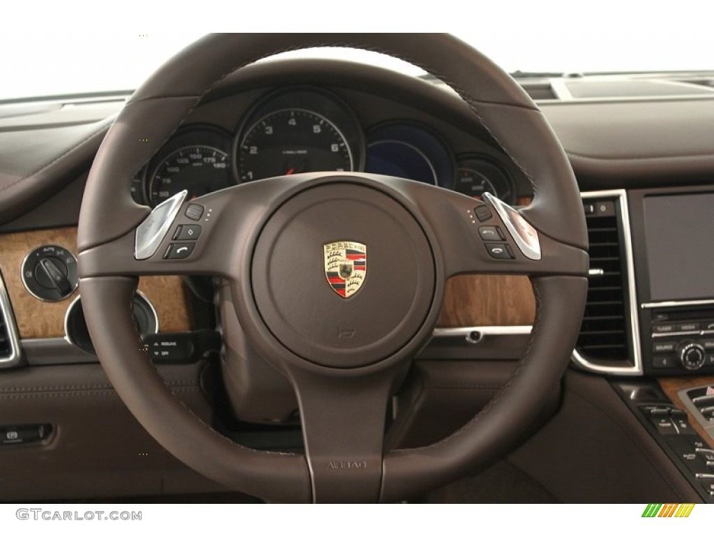 2012 Porsche Panamera 4 Espresso Steering Wheel Photo #67008397