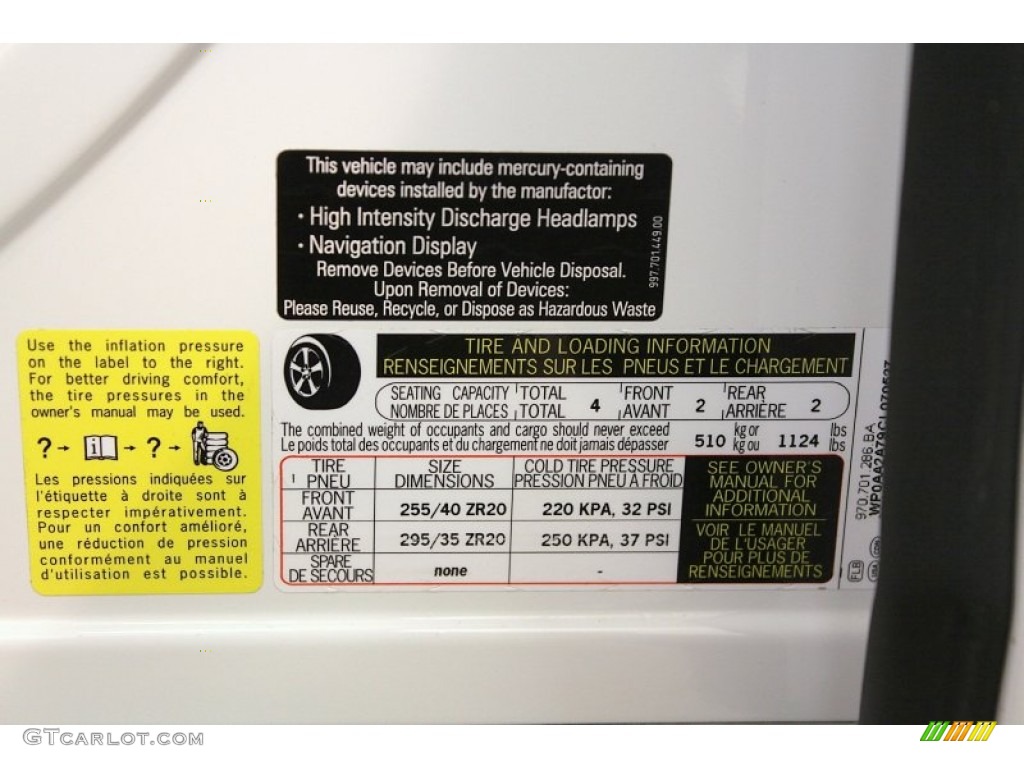 2012 Porsche Panamera 4 Info Tag Photo #67008736