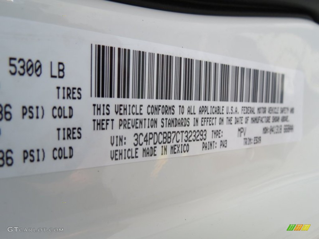 2012 Journey Color Code PW3 for White Photo #67009252