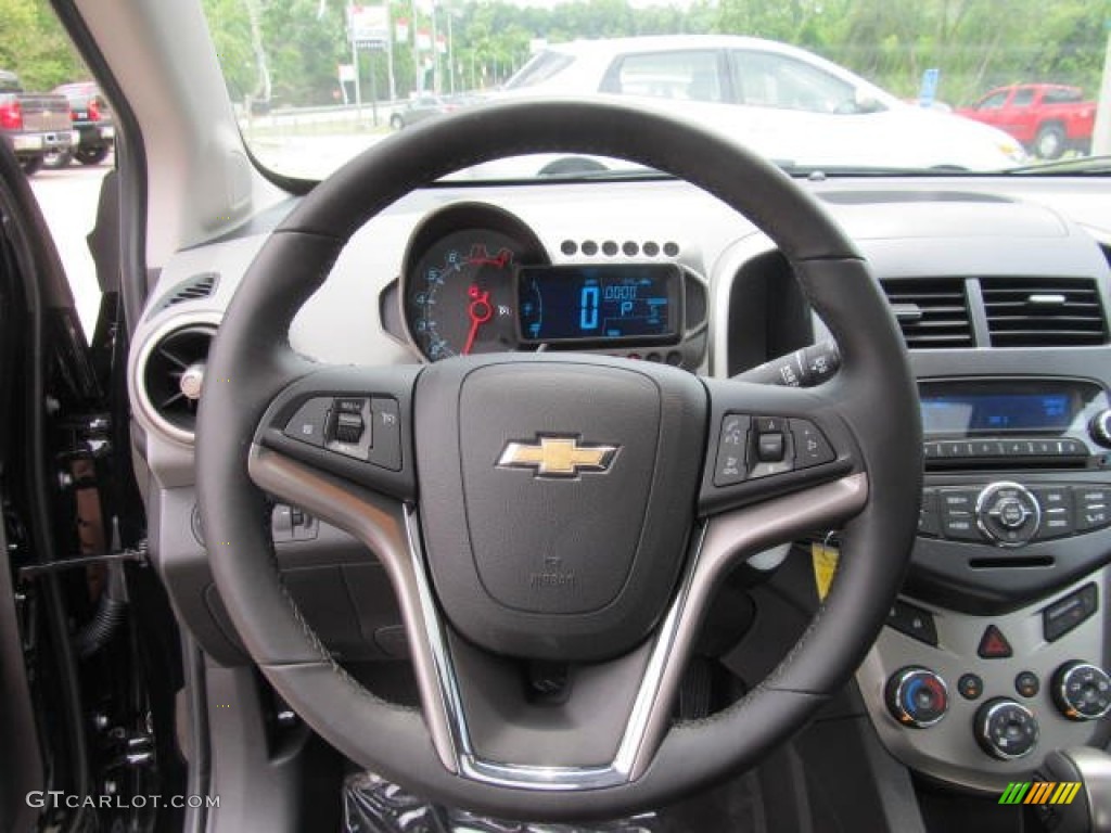 2012 Chevrolet Sonic LTZ Sedan Jet Black/Brick Steering Wheel Photo #67013571
