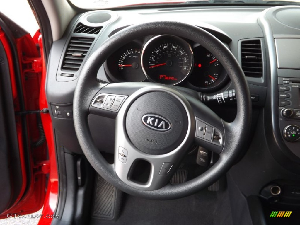 2011 Kia Soul + Black Soul Logo Cloth Steering Wheel Photo #67025550