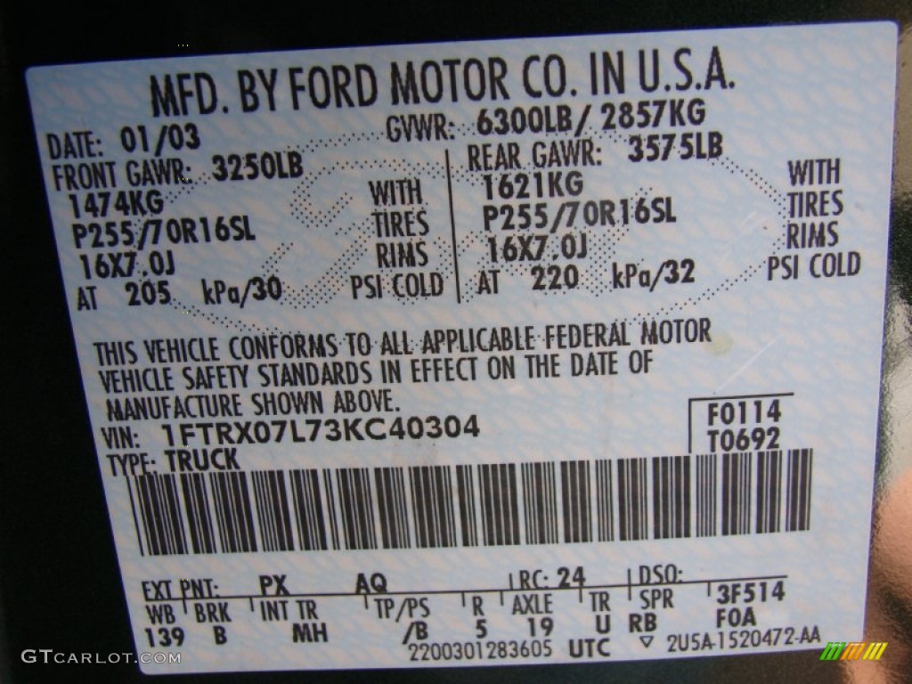 2003 F150 Color Code PX for Dark Highland Green Metallic Photo #67027563