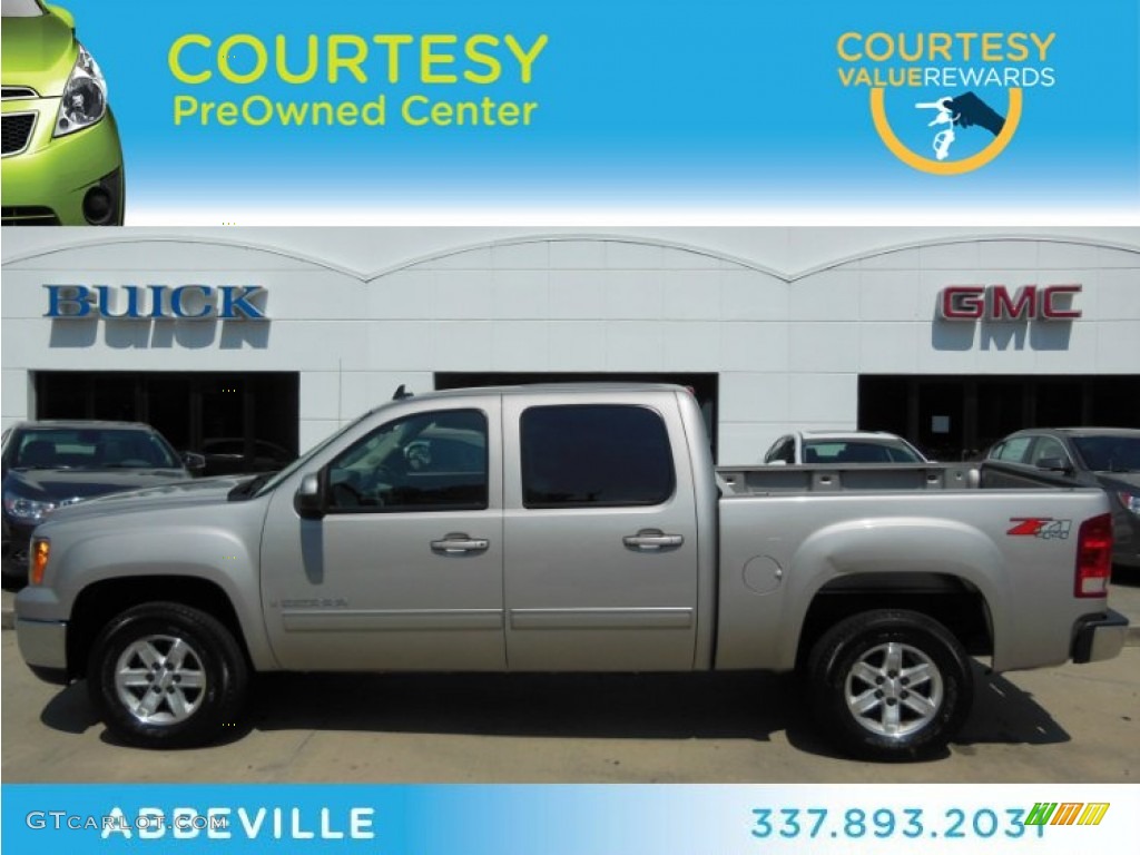 2008 Sierra 1500 SLT Crew Cab 4x4 - Silver Birch Metallic / Light Titanium photo #1