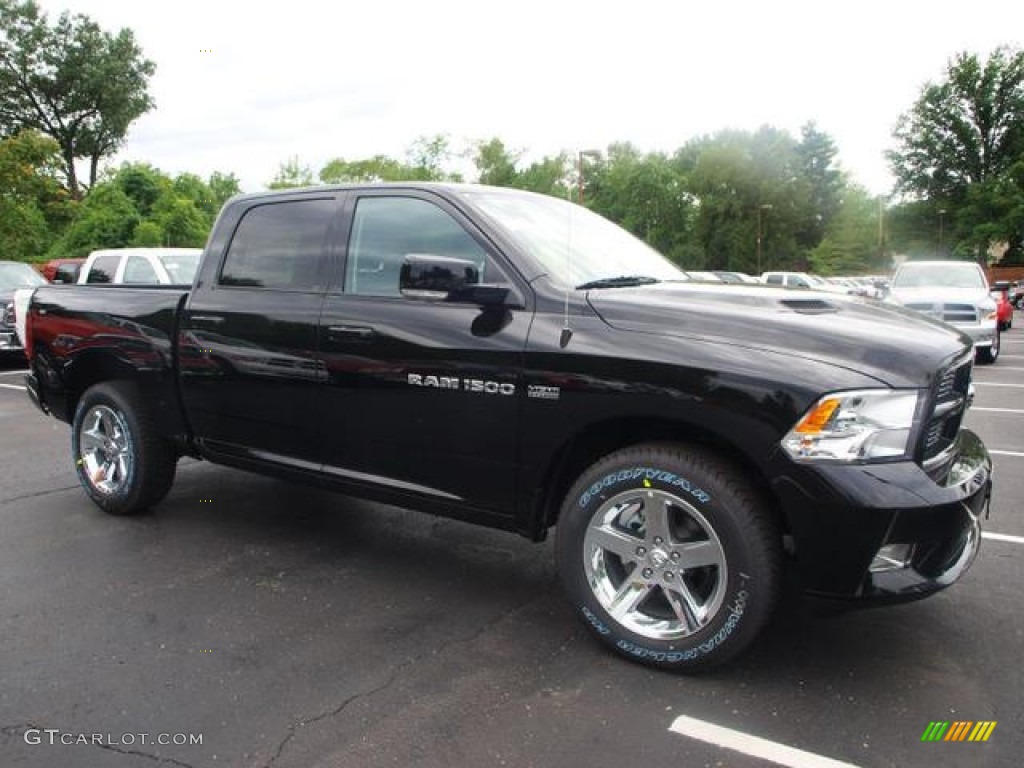 Black 2012 Dodge Ram 1500 Sport Crew Cab 4x4 Exterior Photo #67034196