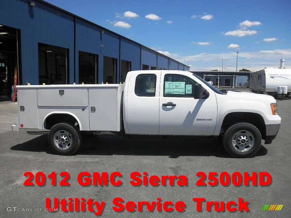 2012 Sierra 2500HD Extended Cab Utility Truck - Summit White / Dark Titanium photo #1
