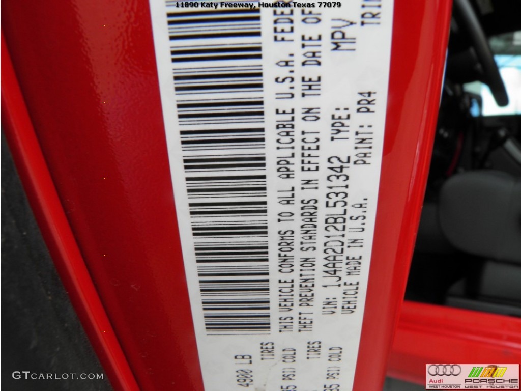 2011 Wrangler Sport S 4x4 - Flame Red / Black photo #32