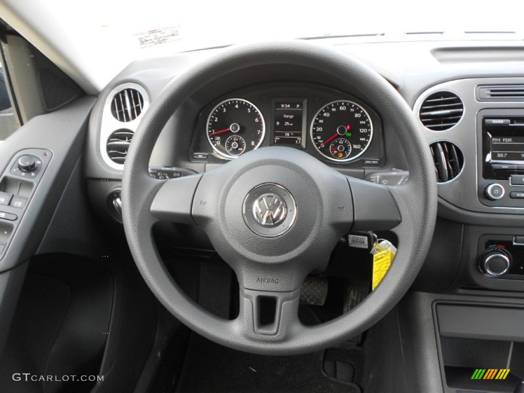 2012 Volkswagen Tiguan S Black Steering Wheel Photo #67039779