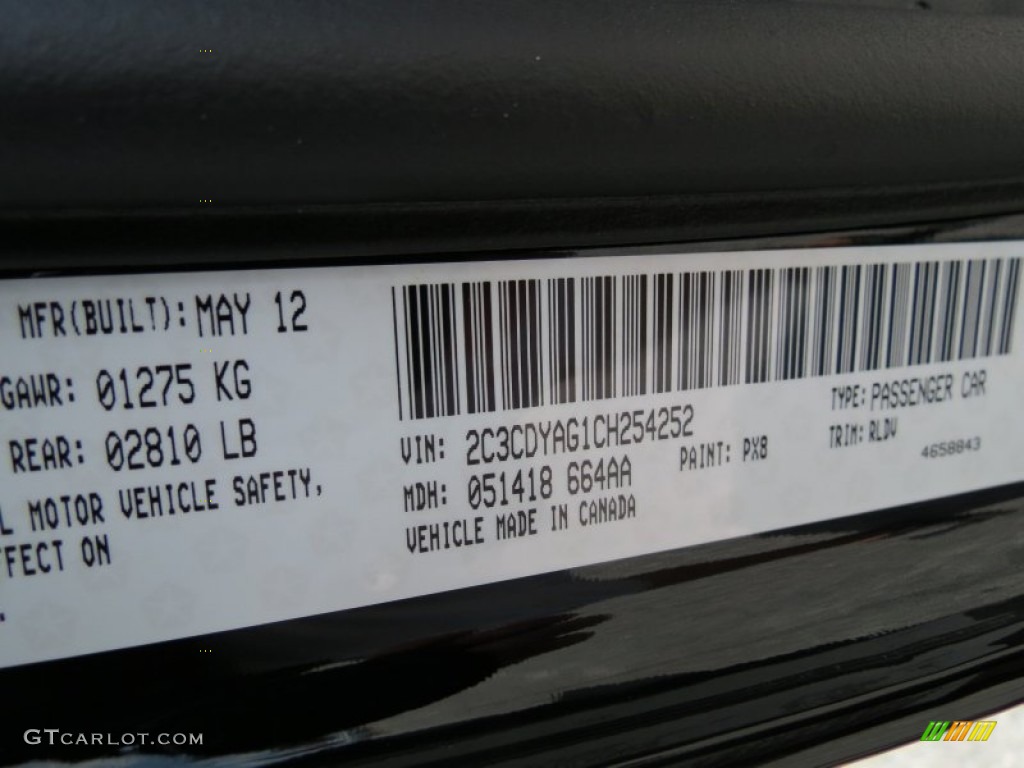 2012 Challenger Color Code PX8 for Pitch Black Photo #67051623