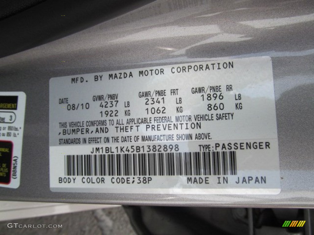 2011 MAZDA3 Color Code 38P for Liquid Silver Metallic Photo #67052013