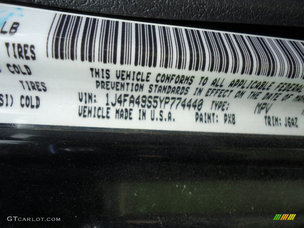2000 Wrangler Color Code PX8 for Black Photo #67052335