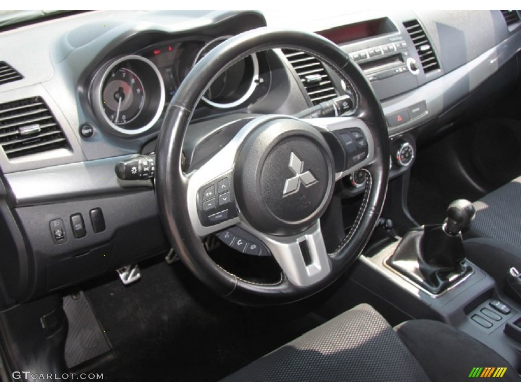 2010 Mitsubishi Lancer Evolution GSR Black Sport Fabric Steering Wheel Photo #67054698