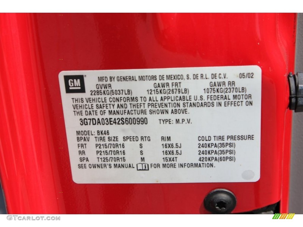 2002 Aztek  - Bright Red / Dark Gray photo #17