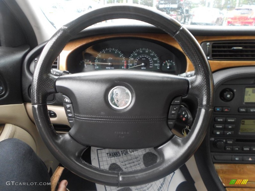 2003 Jaguar S-Type 3.0 Sand Steering Wheel Photo #67060362