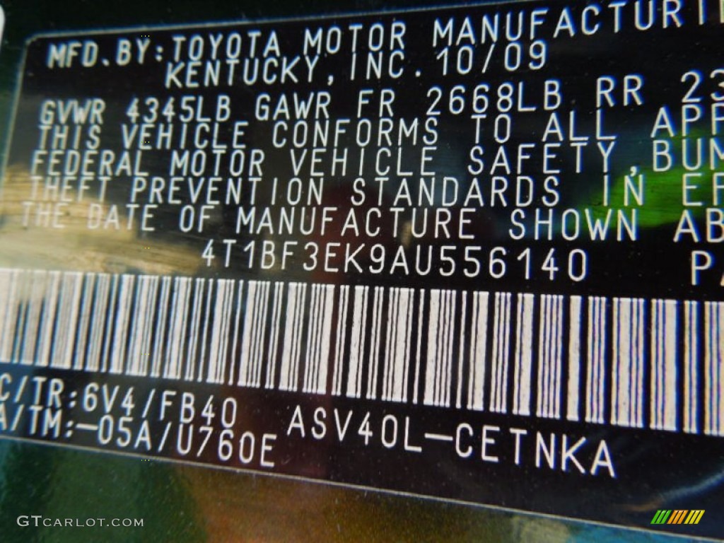 2010 Toyota Camry LE Parts Photos