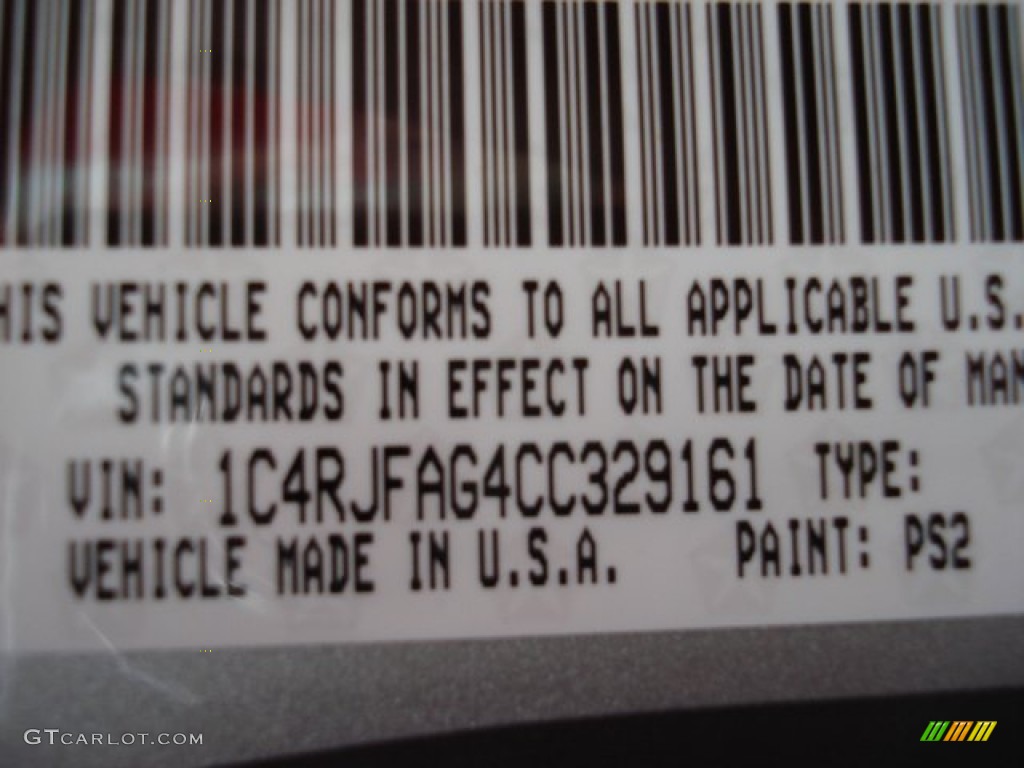 2012 Grand Cherokee Color Code PS2 for Bright Silver Metallic Photo #67069623
