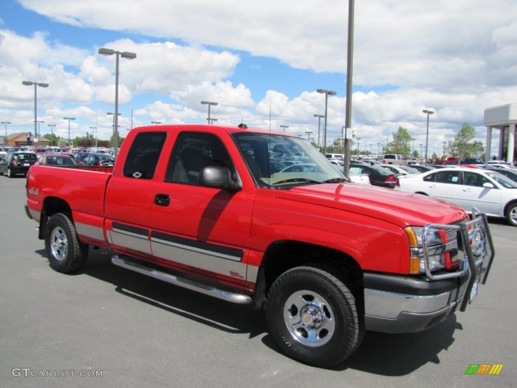2004 Silverado 1500 LS Extended Cab 4x4 - Victory Red / Tan photo #1