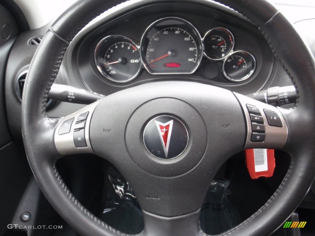 2008 Pontiac G6 V6 Sedan Ebony Black Steering Wheel Photo #67072420