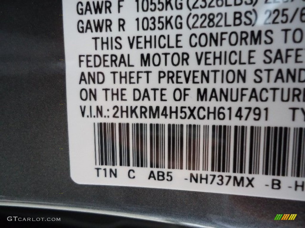 2012 CR-V EX 4WD - Polished Metal Metallic / Gray photo #16