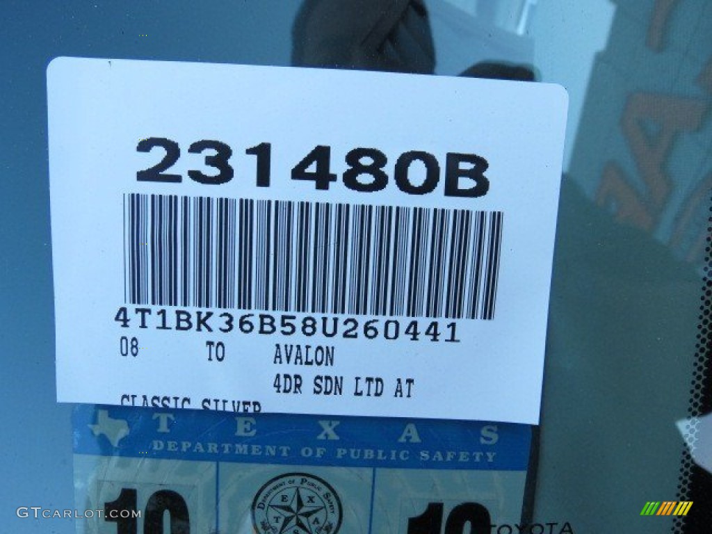2008 Avalon Limited - Classic Silver Metallic / Ash Gray photo #20