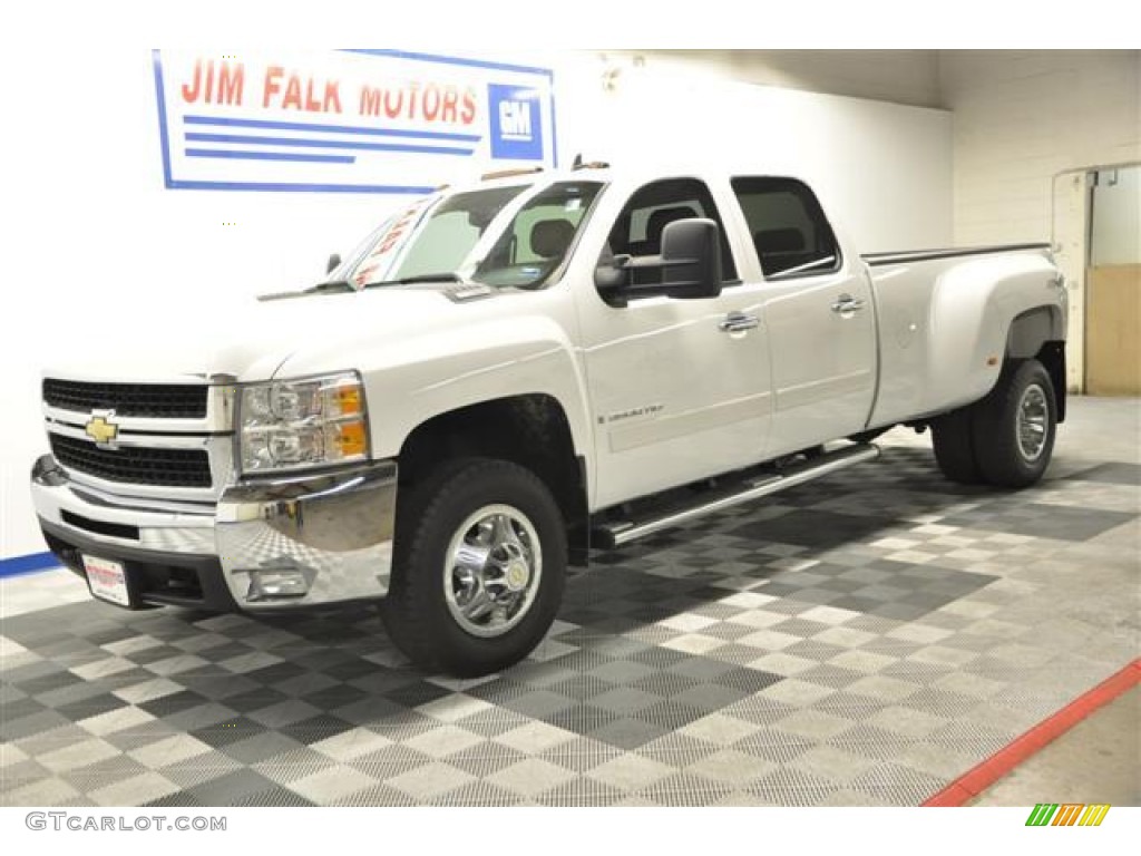 2008 Silverado 3500HD LT Crew Cab 4x4 Dually - Summit White / Ebony photo #1