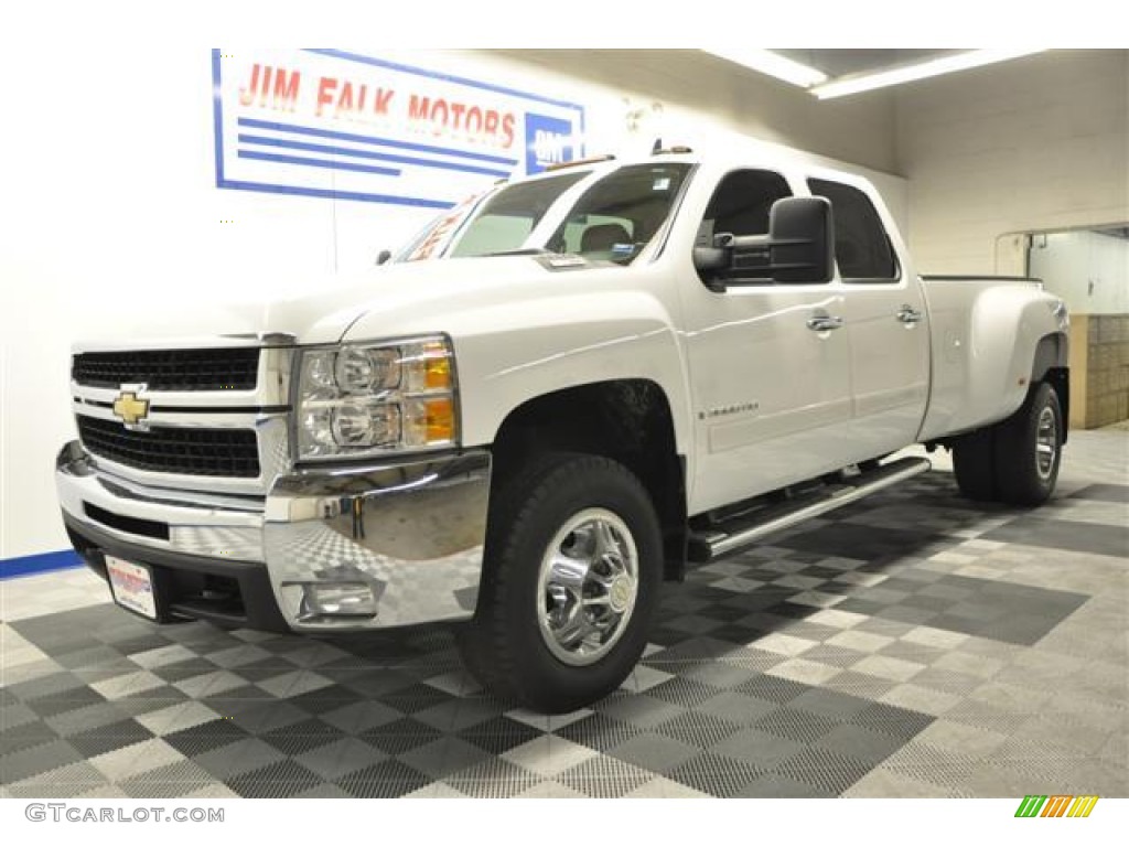 2008 Silverado 3500HD LT Crew Cab 4x4 Dually - Summit White / Ebony photo #5
