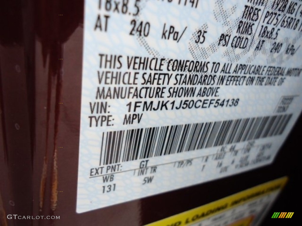 2012 Expedition Color Code GT for Autumn Red Metallic Photo #67095760