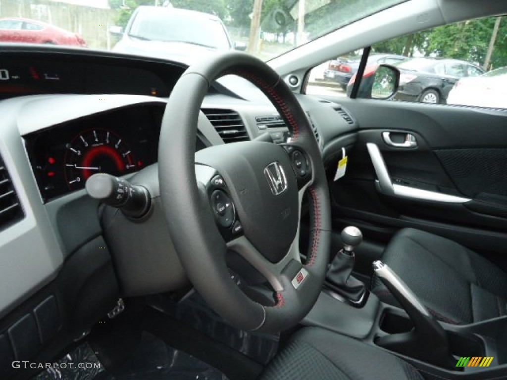 2012 Honda Civic Si Coupe Black Steering Wheel Photo #67096334