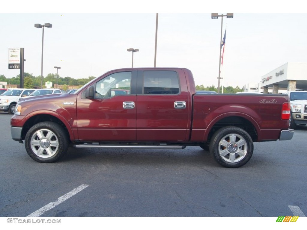 2006 F150 Lariat SuperCrew 4x4 - Dark Toreador Red Metallic / Tan photo #5
